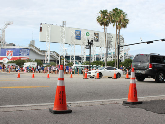 Acme Barricades orange cones used as temporary traffic control in Jacksonville FL