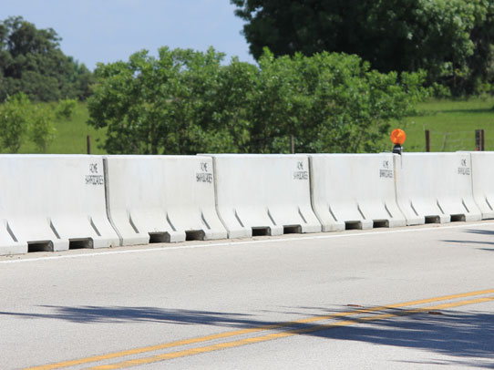 Concrete barricades used as a temporary barricade for traffic control in Florida